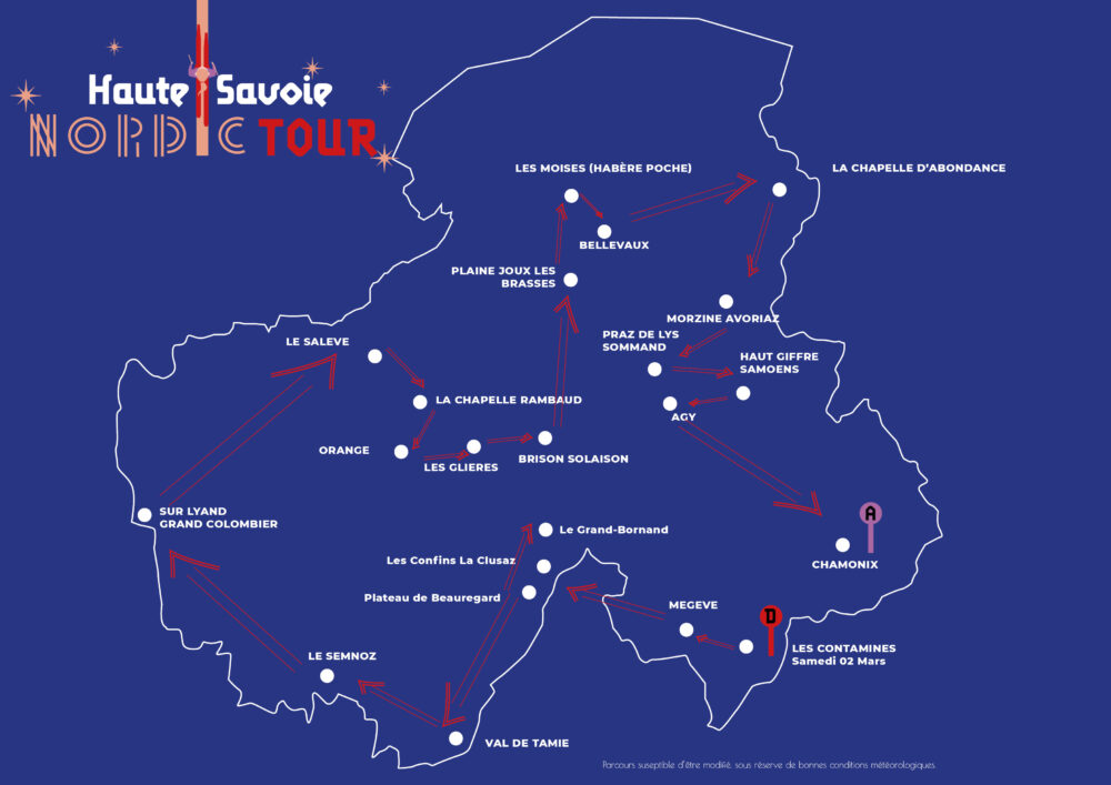carte du relai du Haute-Savoie Nordic Tour par Haute Savoie Nordic mars 2024