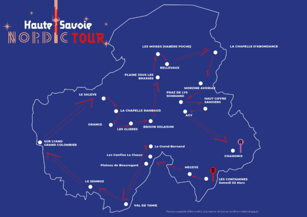 carte du relai du Haute-Savoie Nordic Tour par Haute Savoie Nordic mars 2024